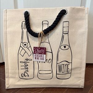 Canvas Wine Tote with Rope Handles Holds 6 Bottles